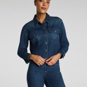 SPANX? Denim Shacket | Adriatic Blue