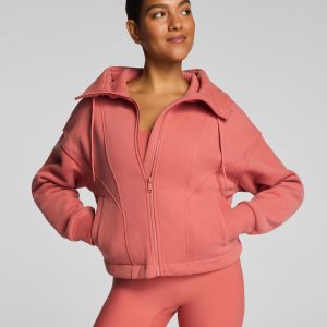 SPANX? BoostUp Cotton Fleece Full Zip Hoodie | Clay