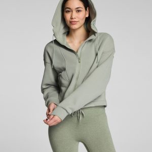 SPANX? BoostUp Cotton Fleece Full Zip Hoodie | Sage Brush