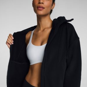 SPANX? BoostUp Cotton Fleece Full Zip Hoodie | Very Black