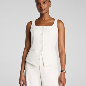 SPANX? EasyBreezy Cotton Linen Button-Down Vest | Ivory