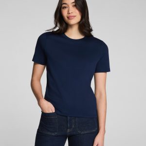 SPANX? Lightweight Cotton Crewneck Tee | Timeless Navy