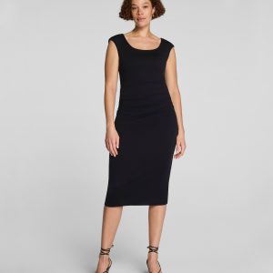 SPANXsmooth?  Jersey Scoop Neck Ruched Midi Dress | Classic Black