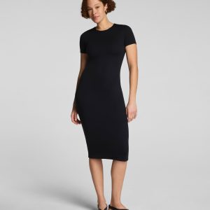 SPANXsmooth?  Jersey Crewneck Short Sleeve Midi Dress | Classic Black