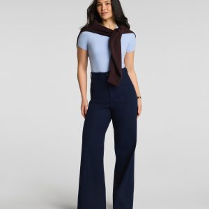 SPANXsupersmooth?  Stretch Twill Wide Leg Pant with Patch Pockets | Timeless Navy