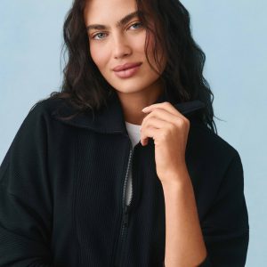 SPANX AirEssentials? French Rib Half Zip | Very Black