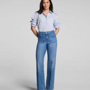 SPANXshape?  Authentic 360 Mid-Rise Easy Flare Jeans with Patch Pockets | Elysian