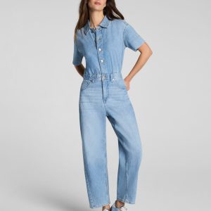 SPANXsupersmooth?  Authentic 360 Lightweight Denim Barrel Leg Jumpsuit | Seaside Blue