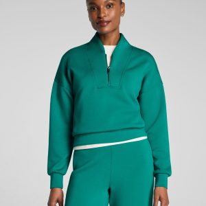 SPANX AirEssentials? Shawl Collar Half Zip | Jade
