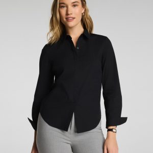 SPANX? Poplin No-Gape Tailored Button Down | Classic Black