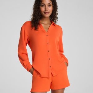 SPANX? AirEssentials? Oversized Button Down  | Sunset Coral