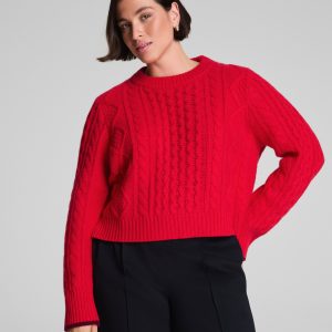 La Ligne Cropped Cable Marin Sweater | SPANX? Red