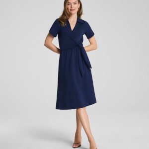 SPANX AirEssentials? Collared Tie-Waist Midi Dress | Timeless Navy
