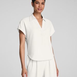 SPANX? CarryOn Collared Tee | Ivory