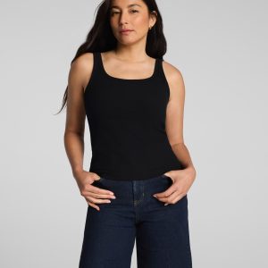 SPANX? Ribbed Knit Scoop Neck Tank | Classic Black