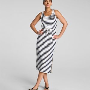 SPANX AirEssentials? Drawstring Maxi Tank Dress | Powder/Timeless Navy Stripe