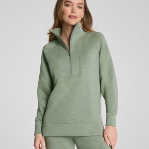 SPANX AirEssentials? Half Zip Tunic | Sage Brush Heather