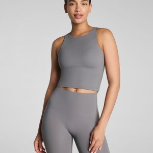 SPANX? BodyLine High Neck Cropped Tank with FlexForm Cups | Anthracite