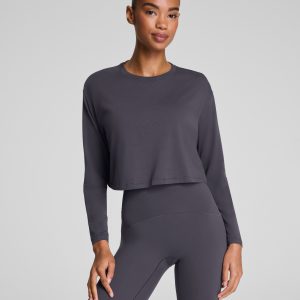 SPANX? Outpace Cropped Long Sleeve Top | Storm