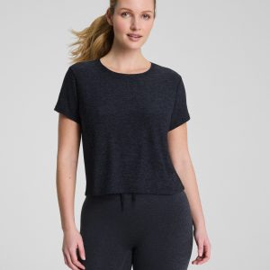 SPANX? SoftStretch Crewneck Tee | Very Black/Light Very Black