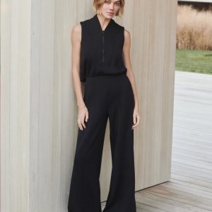 SPANX AirEssentials? Shawl Collar Half Zip Jumpsuit | Very Black